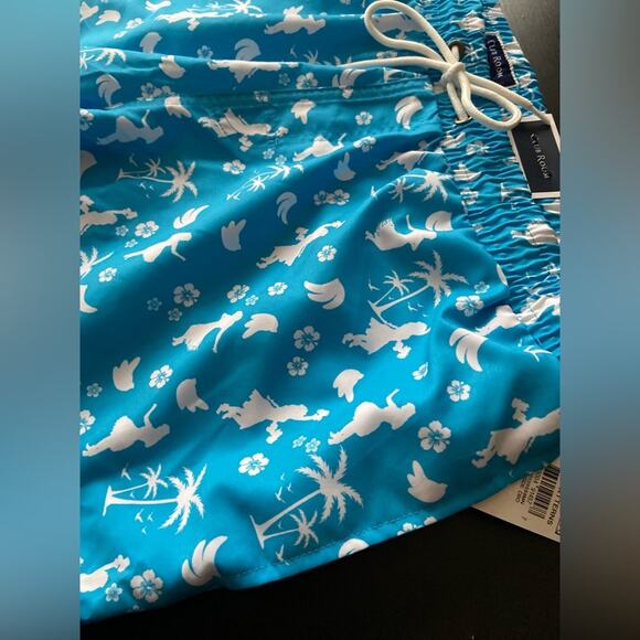 CLUB ROOM Blue Hawaiian Mesh Lined Swim Trunks Mens sz XL (NWT) - Picture 2 of 6